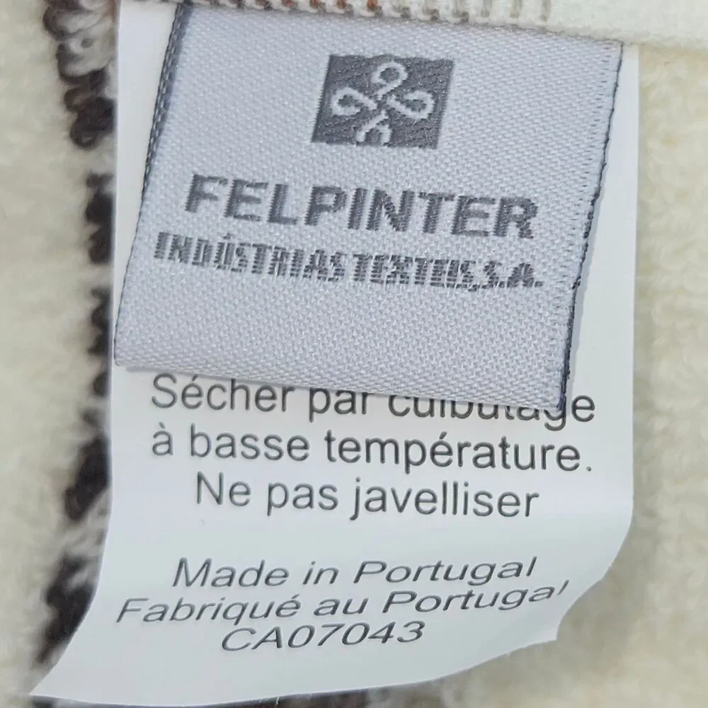 Felpinter 4pc Cotton Bath Hand Towel Set Chevron Stripe Cream Brown Portugal